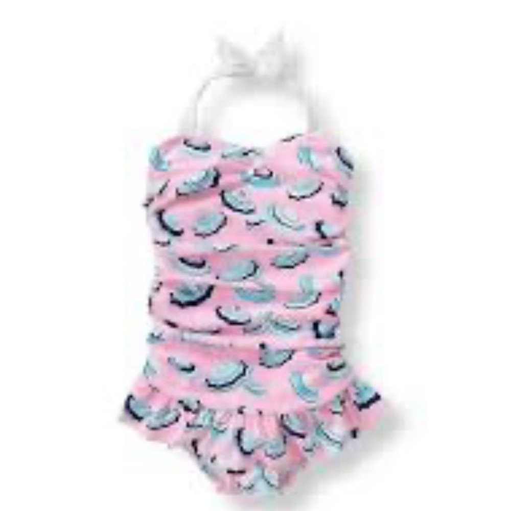 Janie and Jack Pink Blue Umbrella Print Swimsuit 5